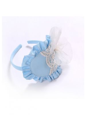 White Chiffon Bow Blue Headband