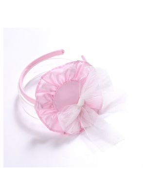 White Chiffon Bow Pink Headband