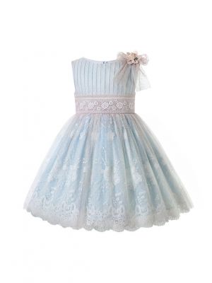 SS22 Light Blue Lace Flower Tulle Dress