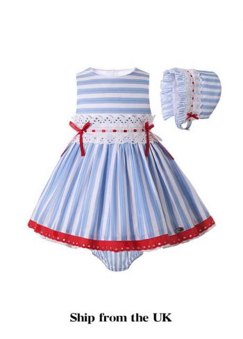 (UK ONLY)3 Pieces Baby Dress with Red Bows White Lace + Pants + Headband