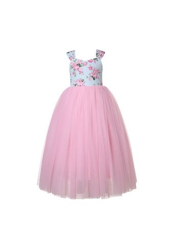 (PRE-ORDER)Girls Floral Sleeveless Tulle dress