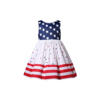 (PRE-ORDER)Girls 4th of July Star printed Dress