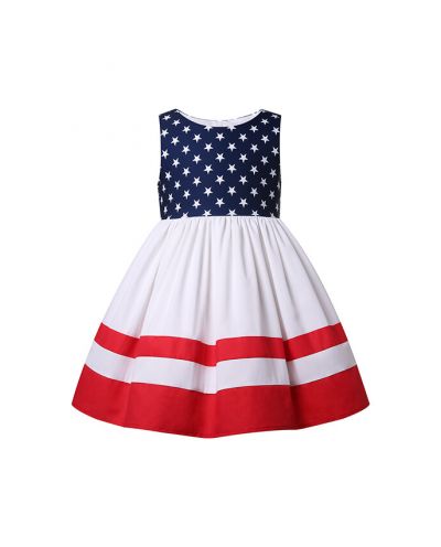 (PRE-ORDER)Girls Summer Swing Sleeveless July 4th Dresses