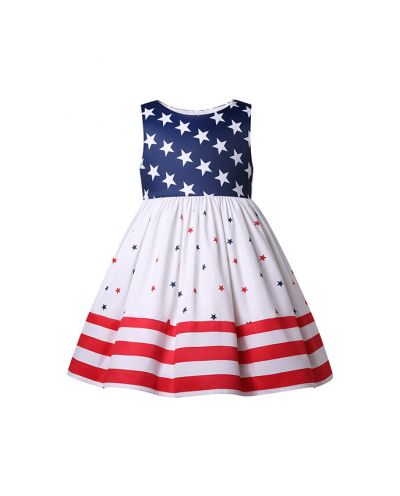 (PRE-ORDER)Girls 4th of July Star printed Dress