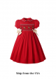 (USA ONLY)Autumn & Winter Christmas Red Girls Short Sleeve Smocked Dress