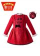 (Only 2Y 4Y 5Y 6Y 8Y)  New Red Long Sleeve Dress With Bow + Headband