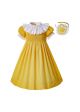 Printed Yellow Girls Smocked Dress + Headband