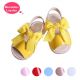 Yellow Cute Girls Sandals Shoes With Handmade Bow-knot