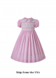 (USA ONLY)Doll Collar Hand Embroidery Light Pink Smocked Dress