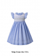 (USA ONLY)Light Blue Short Sleeves Smocked Dress