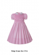 (USA ONLY)Girls Pink Rose Hand Embroidery Doll collar Smocked Dresses