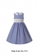(USA ONLY)Summer Soft Blue Sleeveless Smocked O-neck Girls Dresses