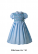 (USA ONLY)Blue Boutique Girls Doll Collar Handmade Embroidered Smocked Dresses