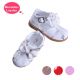 White Fashion Microfiber Leather Girls Sandals Shoes With Handmade Bow-knot