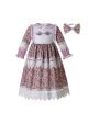 (Only 2Y 3Y 4Y)Birthday Boutique Doll Collar Flower Printed Lace Embroidery Dress With Headband