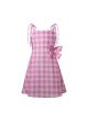 Girls Pink Gingham Adjustable Strap Dress