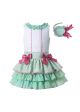 (Only Size 6Y&10Y) Summer Boutique Girls Ruffled White Shirt + Princess Layer Skirt +Hand Headband