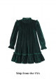 (USA ONLY)Winter Vintage Girls Green Straight Dress With Sequined