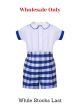 (Wholesale Only) Boys White Shirt + Blue Plaid Shorts