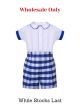 (Wholesale Only) Boys White Shirt + Blue Plaid Shorts