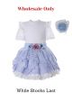 (Wholesale only) White Ruffle Top + Blue Lace Skirt