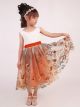 Girls Orange Special Occcasion Embroidered Tulle Dress  3-10 Years