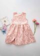 Sleeveless Pink Pearl Waist Jacquard Flower Kids Dress