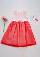 Red And White Flower Girl Party Dress