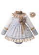(PRE-ORDER)Gris long Sleeves Plaid Clothing Set with Lace