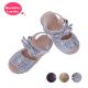 Silver Glitter Sequin Girls Party Shoes With Handmade Bow-knot