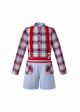 （ONLY 5Y）Boy's Autumn Suit Plaid Shirt + Strap Shorts