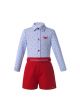 (Only 6-9M) Baby Kids Boutique Boys Clothing Sets Character Shirt + Red Shorts