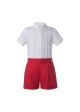 2 Pieces Babies Boutique Boys Kids Clothing Summer Outfit White Shirt + Red Shorts