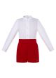 Kids Long Sleeve White Shirt + Red Shorts