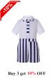 Kids White Short Sleeve Shirt + Black White Striped Shorts