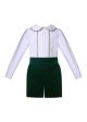 (ONLY 2Y 8Y)Boys Green Velvet Clothing Set 2 Pieces