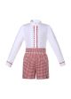 (ONLY 2Y 6Y)Children's Christmas Plaid Shorts Long Sleeve Shirt Set