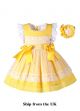 (UK ONLY)Girls Yellow Cotton Dress + Handmade Headband