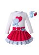 (Only 2Y 8Y)  New Long Sleeve Boutique With Red Clothing Sets + Headband