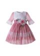 Girl Pink Rose Flower Mesh Communion Pageant Dress