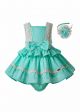 Mint Green Toddler Girl  Boutique Lace Dress + Handmade Headband  