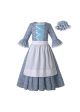 Girls Blue Prairie Costume Pioneer Dress With Flower Printed