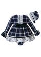 3 Pieces Party Babies  Grid Layered Boutique Outfits +  Bloomers + Hat
