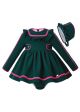 3 Pieces Party Babies Ruffled Boutique Outfits + Blackish Green Bloomers + Hat