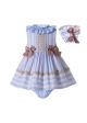 3 Pieces Babies Princess Summer Sweet Bows Striped Outfit + Cute Bloomers + Hand Headband