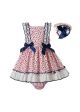 3 Pieces Babies Sweet  Princess Ruffles With Cute Bows Outfit + Pink Floral Print Bloomers + Hand Headband