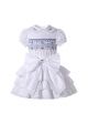 Girls Summer 2-Piece Short Sleeve T-shirt + Big Bow White Three-Layer Skirt