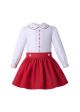 Boutique Girls Doll-Collar White Shirt + Red Princess Skirt