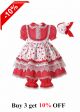 Strawberry & Bear Print Puff Sleeve Dress