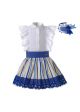Girls White Shirt + Blue Lace Skirt 2-Piece Summer Clothes Set
